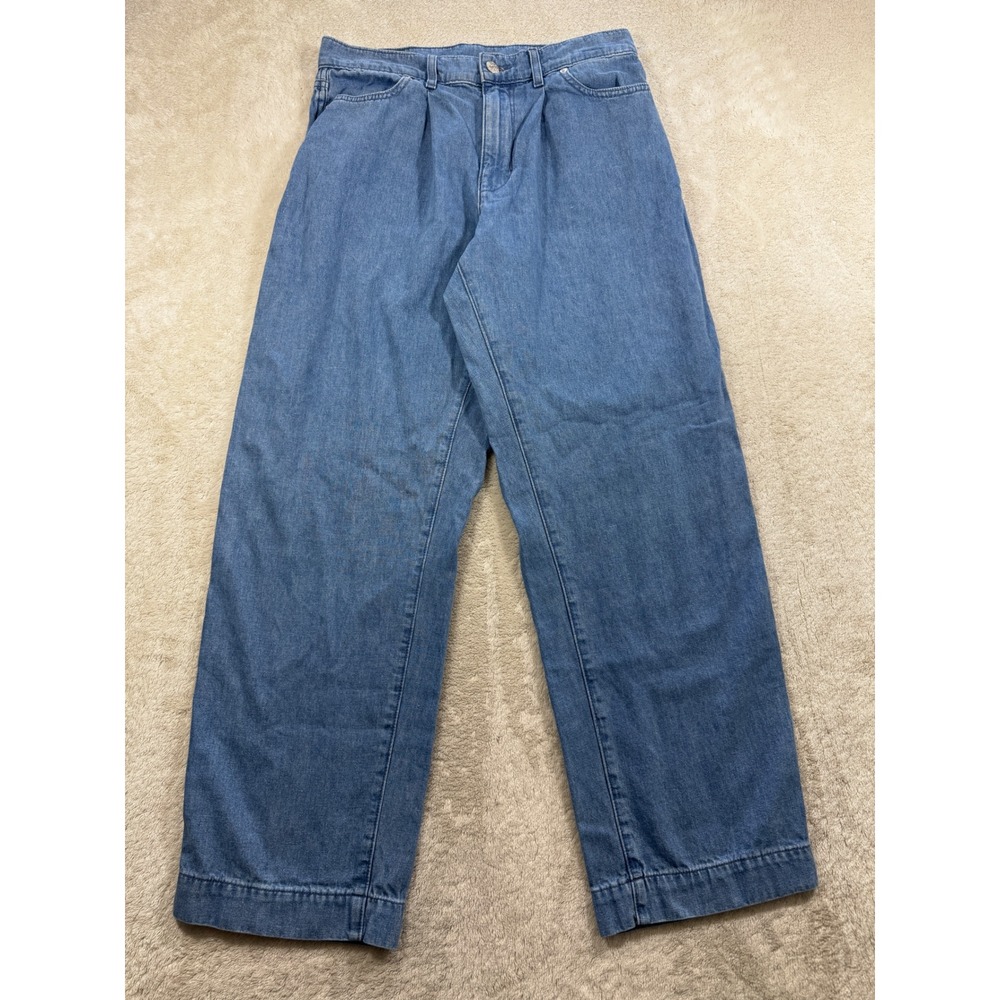AYR Womens The Hooky Pleated High Rise Cotton Hemp Blue Jeans 27 Meas: 30x28.5